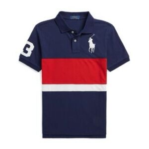 Big Boys Ralph Lauren Navy and Red Polo Shirt size Large